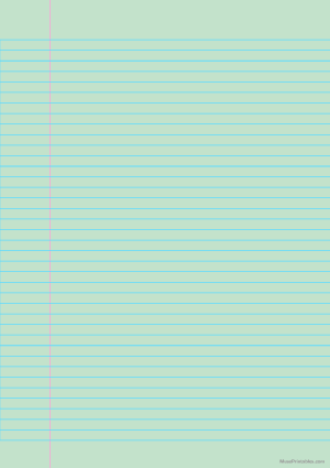 Green Narrow Ruled Notebook Paper - A4