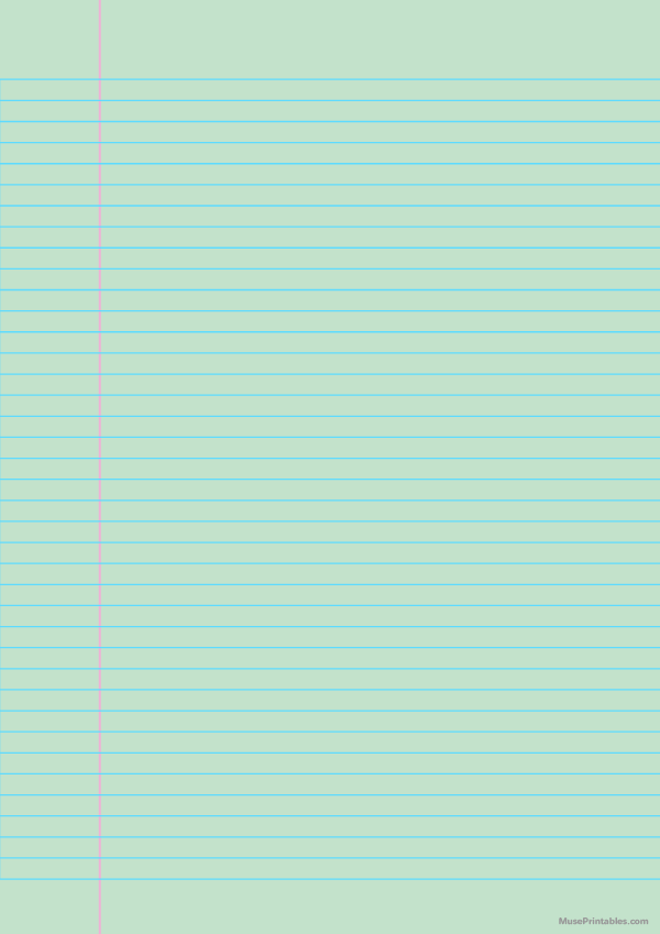 Green Narrow Ruled Notebook Paper: A4-sized paper (8.27 x 11.69)