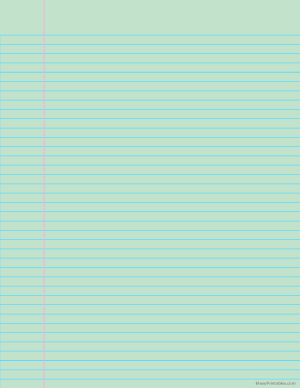 Green Narrow Ruled Notebook Paper - Letter