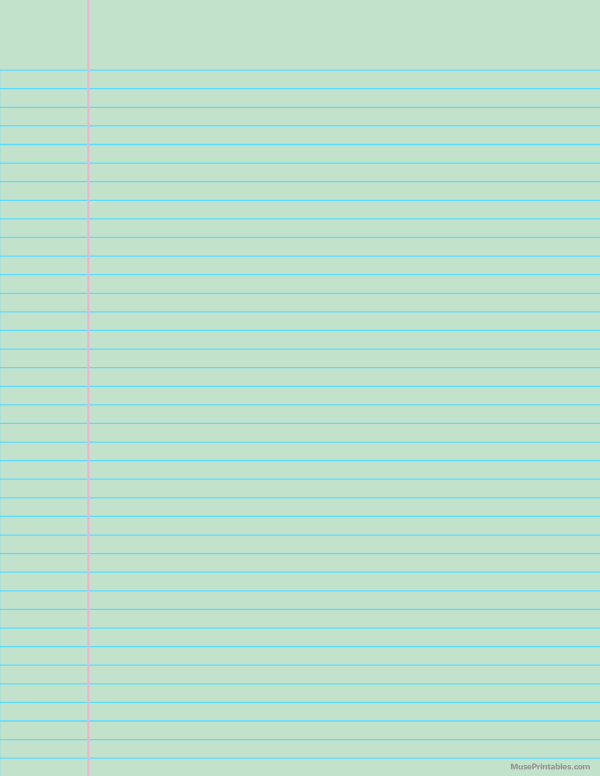 Green Narrow Ruled Notebook Paper: Letter-sized paper (8.5 x 11)