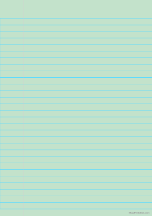 Green Wide Ruled Notebook Paper - A4