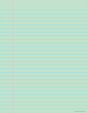 Green Wide Ruled Notebook Paper - Letter