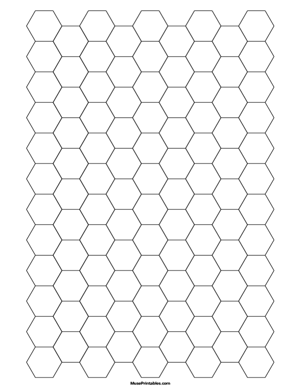 Half Inch Black Hexagon Graph Paper: Letter-sized paper (8.5 x 11)