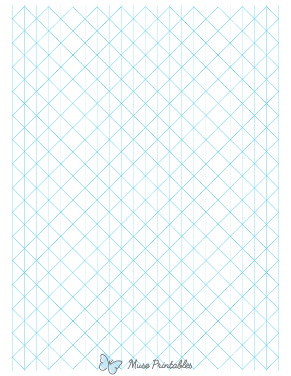 Half-Inch Blue Axonometric Graph Paper : Letter-sized paper (8.5 x 11)