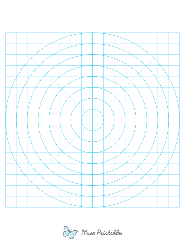 Half-Inch Blue Circular Graph Paper : Letter-sized paper (8.5 x 11)