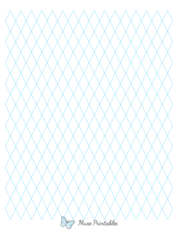 Half-Inch Blue Diamond Graph Paper : Letter-sized paper (8.5 x 11)