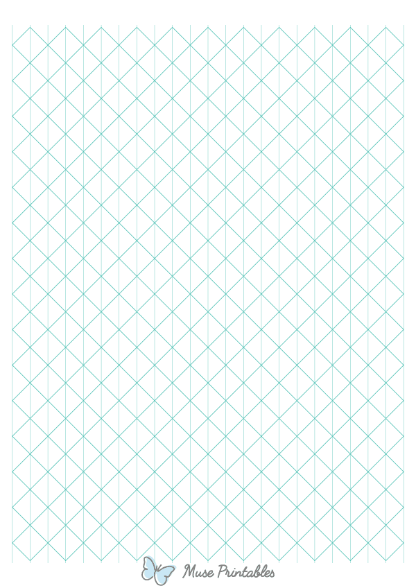 Half-Inch Blue Green Axonometric Graph Paper : A4-sized paper (8.27 x 11.69)