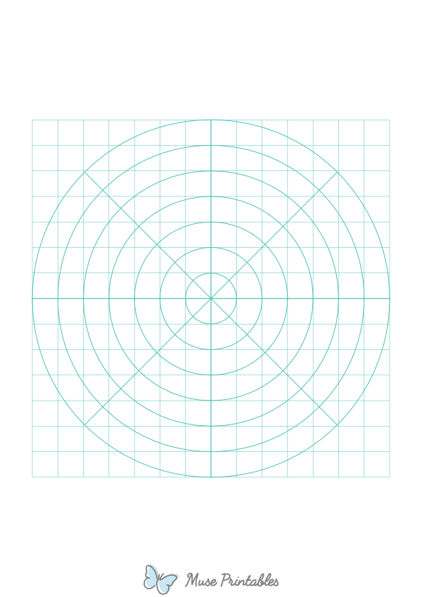 Half-Inch Blue Green Circular Graph Paper : A4-sized paper (8.27 x 11.69)