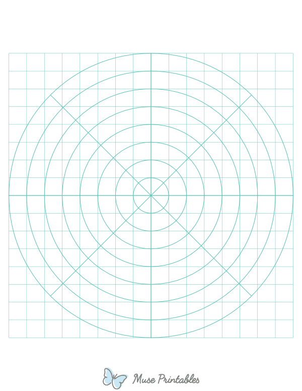 Half-Inch Blue Green Circular Graph Paper : Letter-sized paper (8.5 x 11)