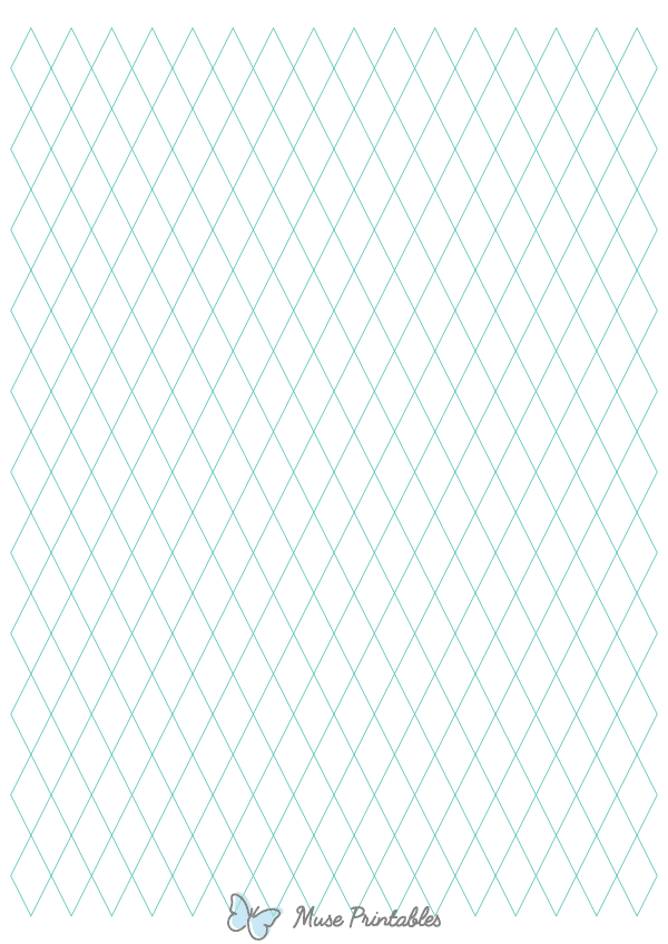 Half-Inch Blue Green Diamond Graph Paper : A4-sized paper (8.27 x 11.69)