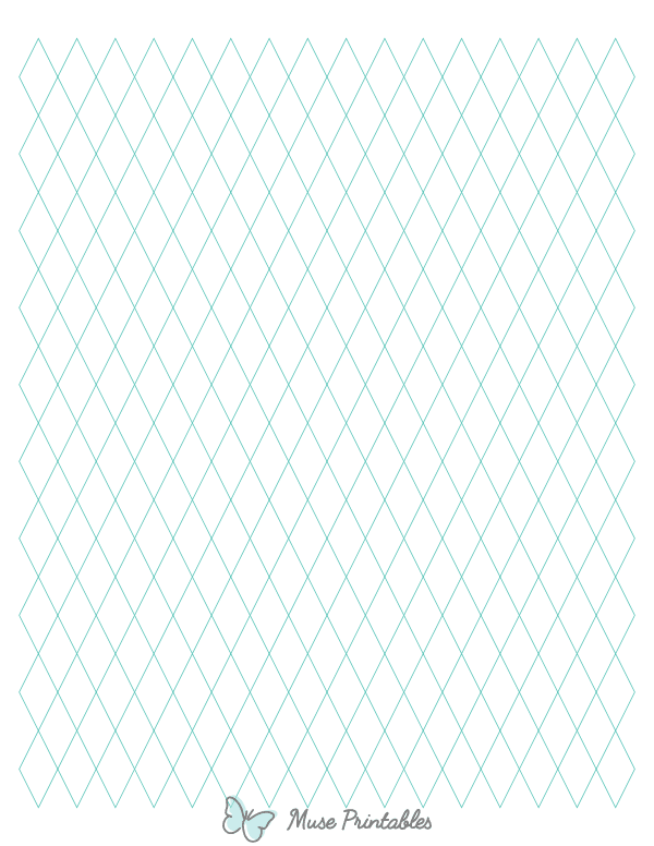 Half-Inch Blue Green Diamond Graph Paper : Letter-sized paper (8.5 x 11)