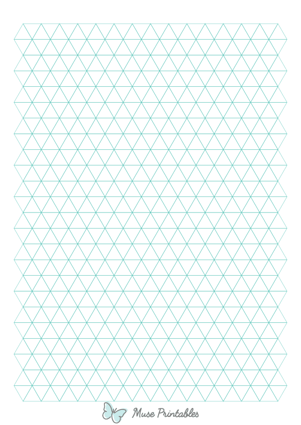 Half-Inch Blue Green Triangle Graph Paper : A4-sized paper (8.27 x 11.69)