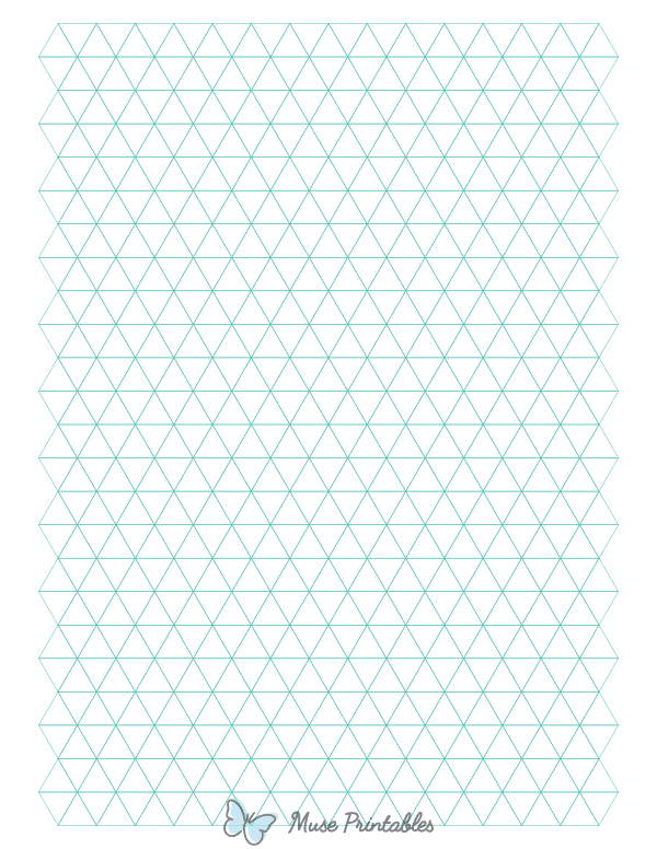 Half-Inch Blue Green Triangle Graph Paper : Letter-sized paper (8.5 x 11)