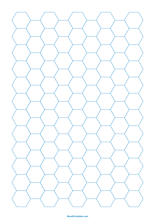 Half Inch Blue Hexagon Graph Paper: A4-sized paper (8.27 x 11.69)