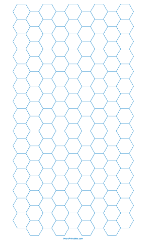 Half Inch Blue Hexagon Graph Paper - Legal