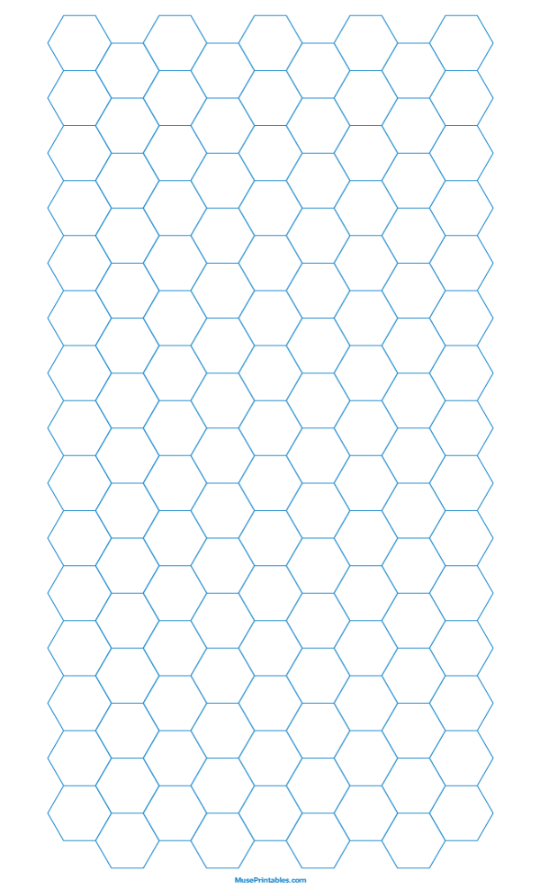 Half Inch Blue Hexagon Graph Paper: Legal-sized paper (8.5 x 14)