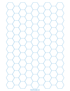 Half Inch Blue Hexagon Graph Paper - Letter
