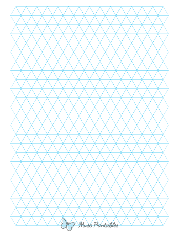 Half-Inch Blue Triangle Graph Paper : Letter-sized paper (8.5 x 11)
