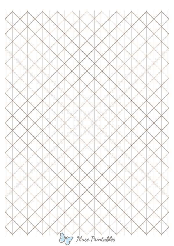 Half-Inch Brown Axonometric Graph Paper : A4-sized paper (8.27 x 11.69)