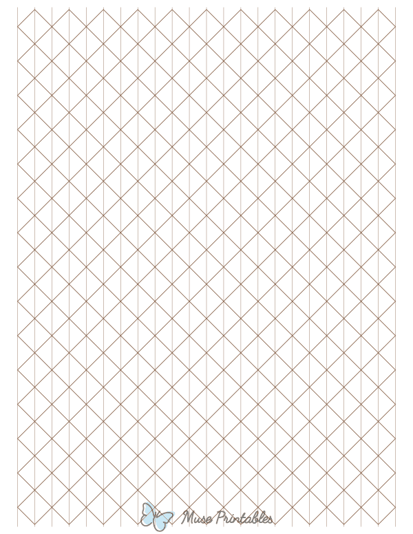 Half-Inch Brown Axonometric Graph Paper : Letter-sized paper (8.5 x 11)