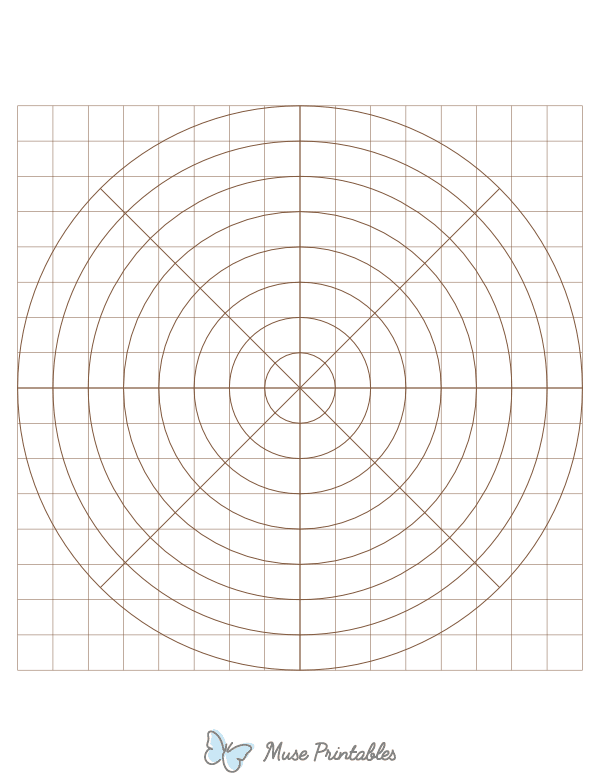 Half-Inch Brown Circular Graph Paper : Letter-sized paper (8.5 x 11)