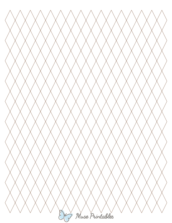 Half-Inch Brown Diamond Graph Paper : Letter-sized paper (8.5 x 11)