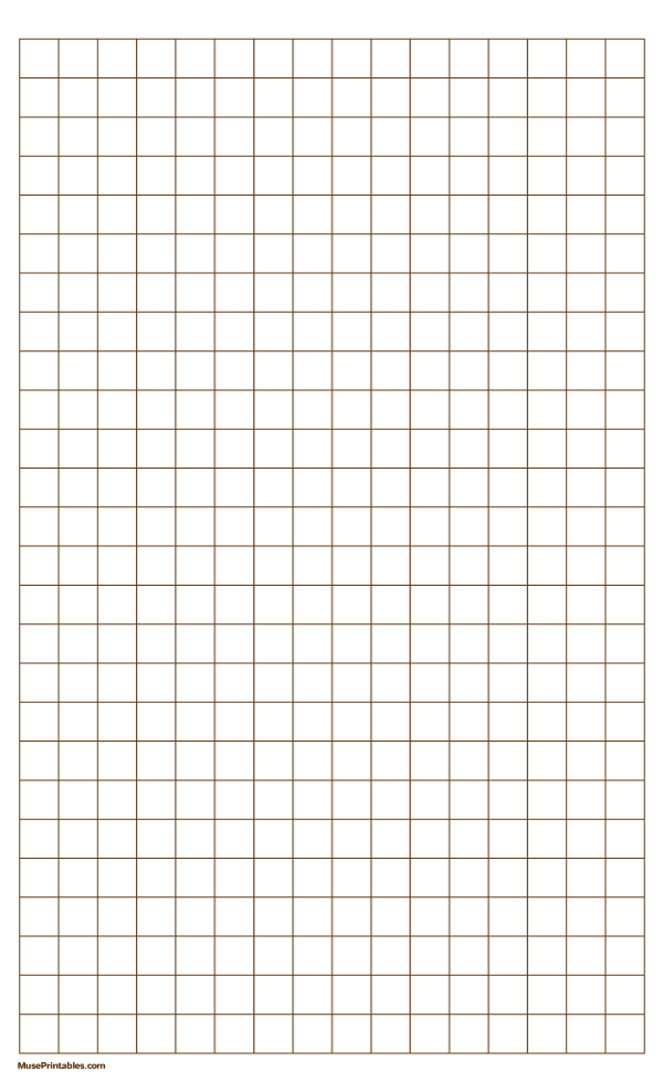 Half Inch Brown Graph Paper: Legal-sized paper (8.5 x 14)