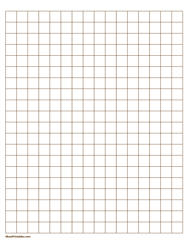 Half Inch Brown Graph Paper: Letter-sized paper (8.5 x 11)
