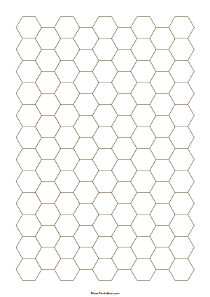 Half Inch Brown Hexagon Graph Paper - A4