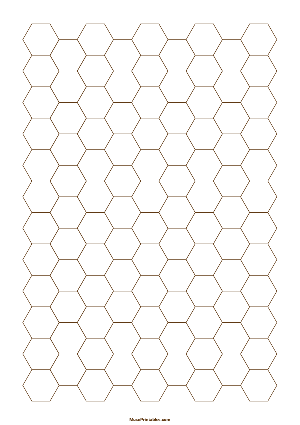 Half Inch Brown Hexagon Graph Paper: A4-sized paper (8.27 x 11.69)