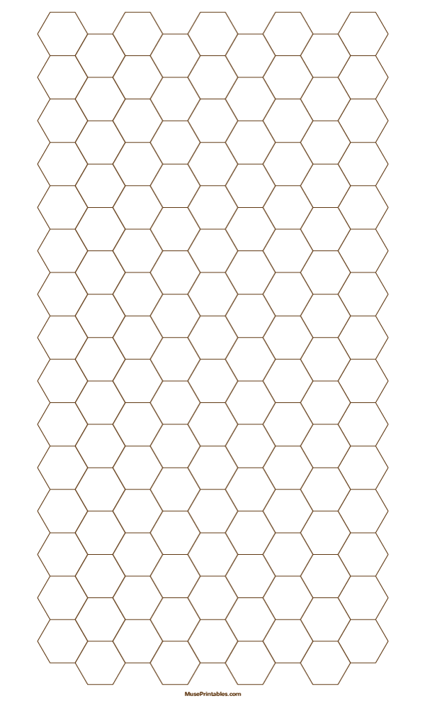 Half Inch Brown Hexagon Graph Paper: Legal-sized paper (8.5 x 14)