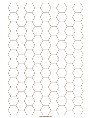 Half Inch Brown Hexagon Graph Paper - Letter