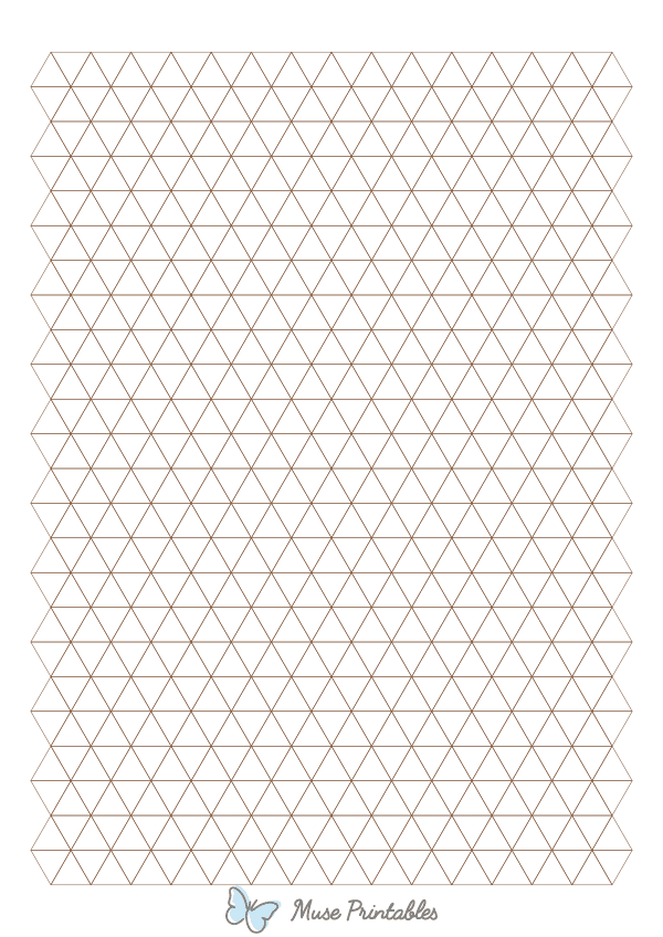 Half-Inch Brown Triangle Graph Paper : A4-sized paper (8.27 x 11.69)
