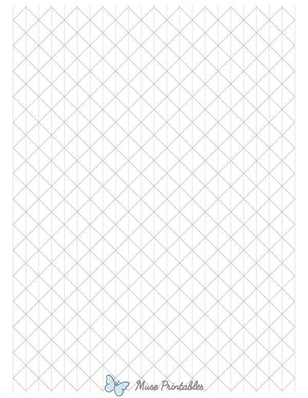 Half-Inch Gray Axonometric Graph Paper : Letter-sized paper (8.5 x 11)