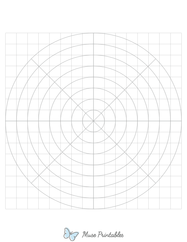 Half-Inch Gray Circular Graph Paper : Letter-sized paper (8.5 x 11)