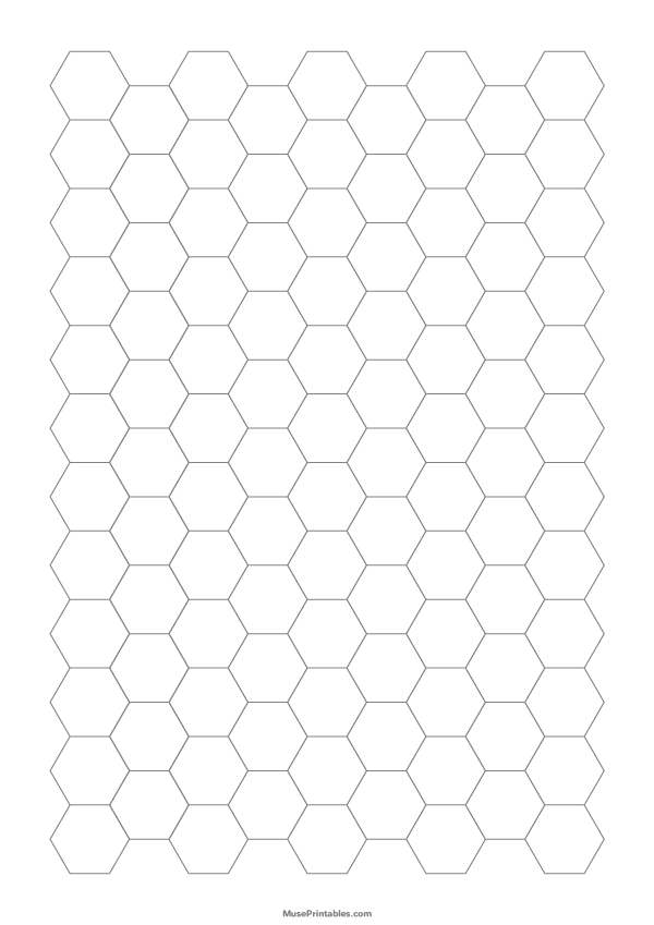 Half Inch Gray Hexagon Graph Paper: A4-sized paper (8.27 x 11.69)