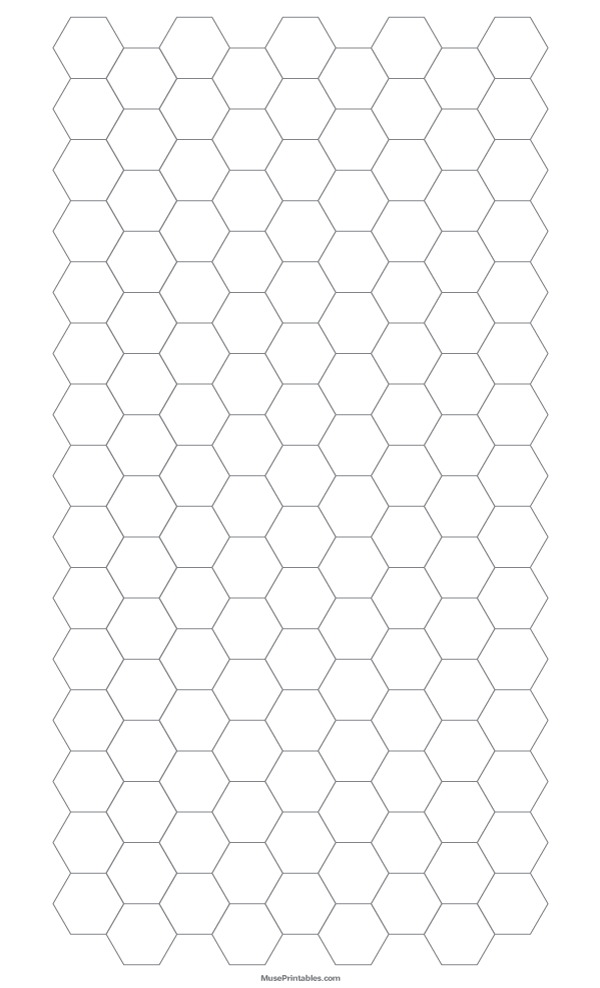 Half Inch Gray Hexagon Graph Paper: Legal-sized paper (8.5 x 14)