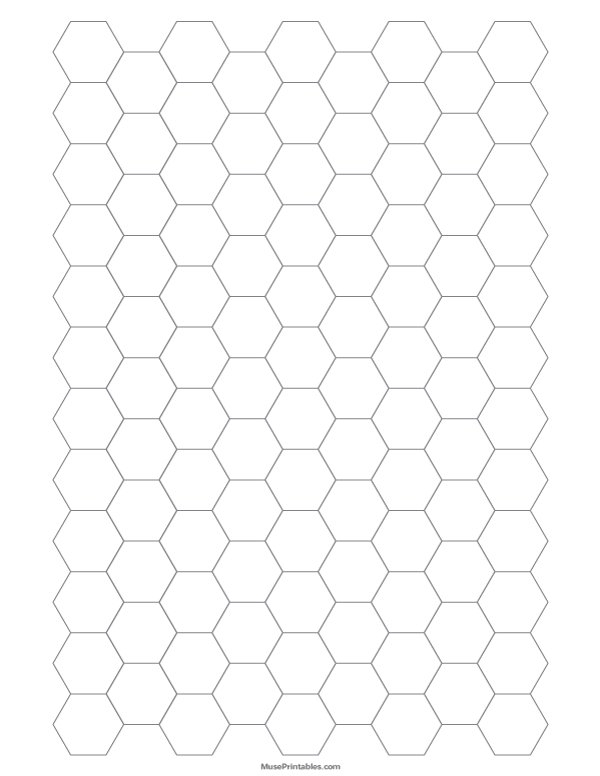 Half Inch Gray Hexagon Graph Paper: Letter-sized paper (8.5 x 11)