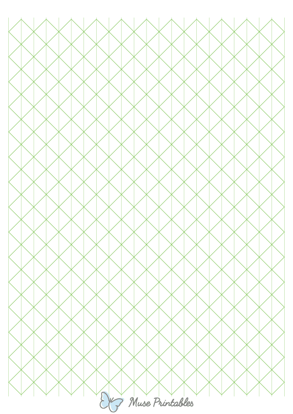 Half-Inch Green Axonometric Graph Paper : A4-sized paper (8.27 x 11.69)