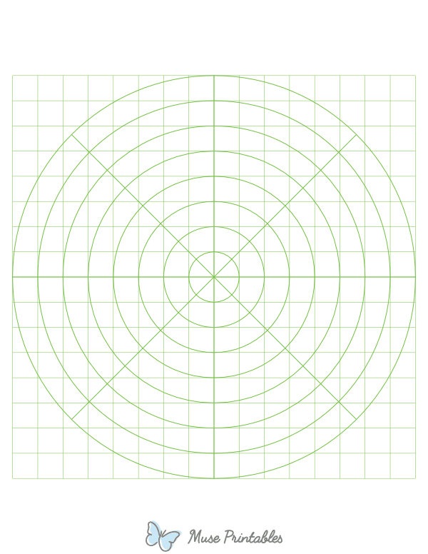 Half-Inch Green Circular Graph Paper : Letter-sized paper (8.5 x 11)