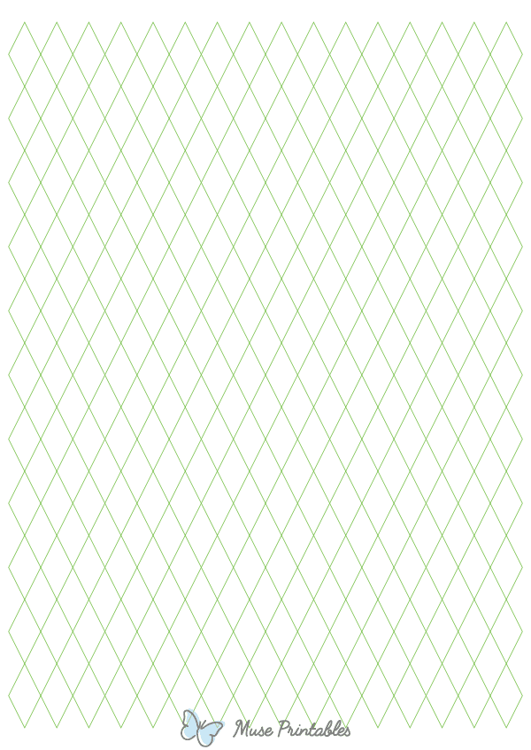 Half-Inch Green Diamond Graph Paper : A4-sized paper (8.27 x 11.69)