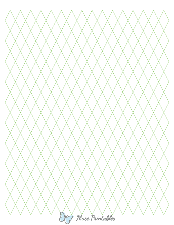 Half-Inch Green Diamond Graph Paper : Letter-sized paper (8.5 x 11)