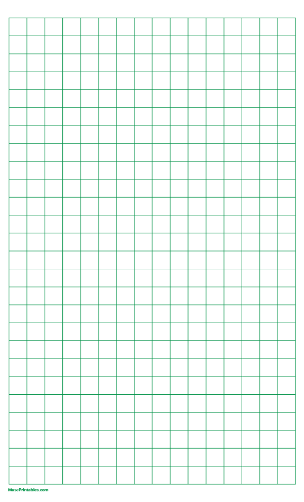 Half Inch Green Graph Paper: Legal-sized paper (8.5 x 14)