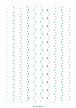 Half Inch Green Hexagon Graph Paper - A4