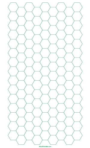 Half Inch Green Hexagon Graph Paper - Legal