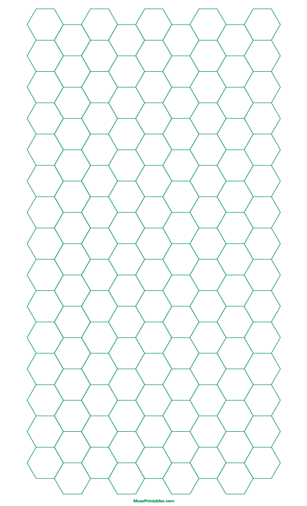 Half Inch Green Hexagon Graph Paper: Legal-sized paper (8.5 x 14)