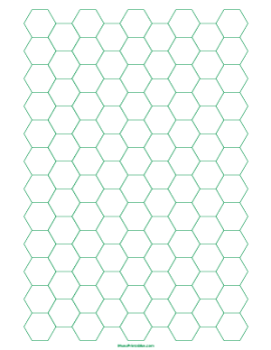 Half Inch Green Hexagon Graph Paper - Letter