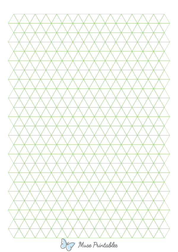 Half-Inch Green Triangle Graph Paper : A4-sized paper (8.27 x 11.69)