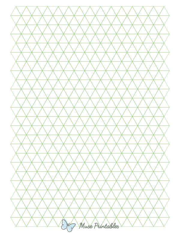 Half-Inch Green Triangle Graph Paper : Letter-sized paper (8.5 x 11)