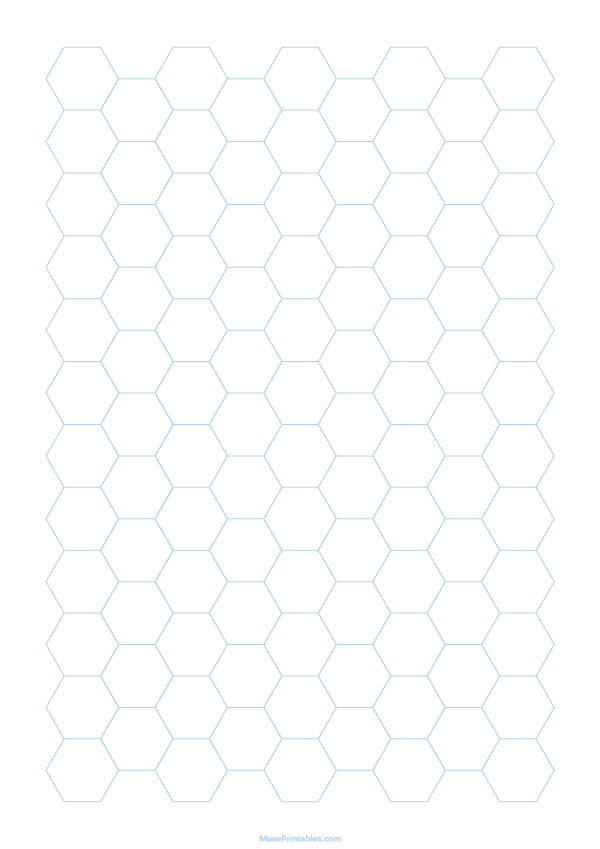 Half Inch Light Blue Hexagon Graph Paper: A4-sized paper (8.27 x 11.69)